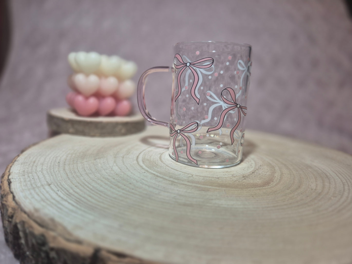Glastasse hellrosa Henkel Rosa Schleifen