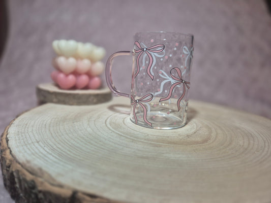 Glastasse hellrosa Henkel Rosa Schleifen